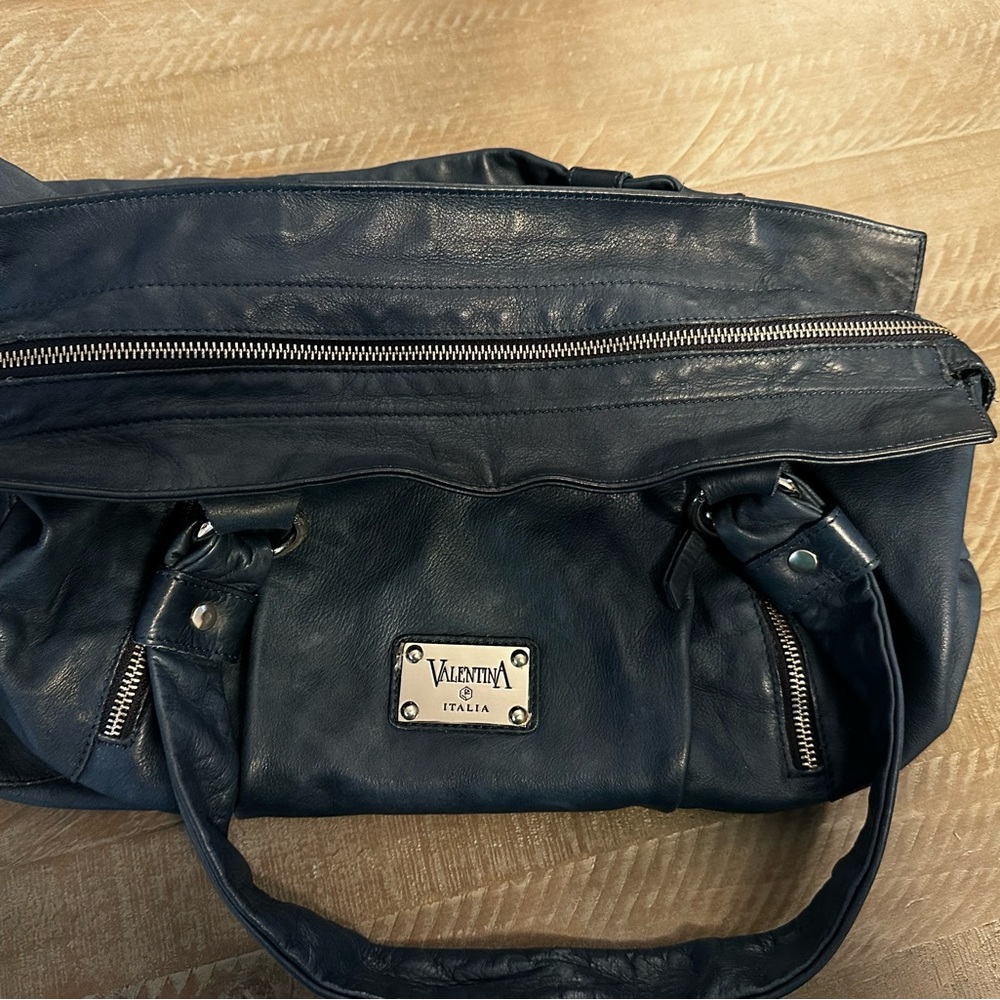 Valentina Italia Navy Blue Leather Purse - Picture 5 of 8
